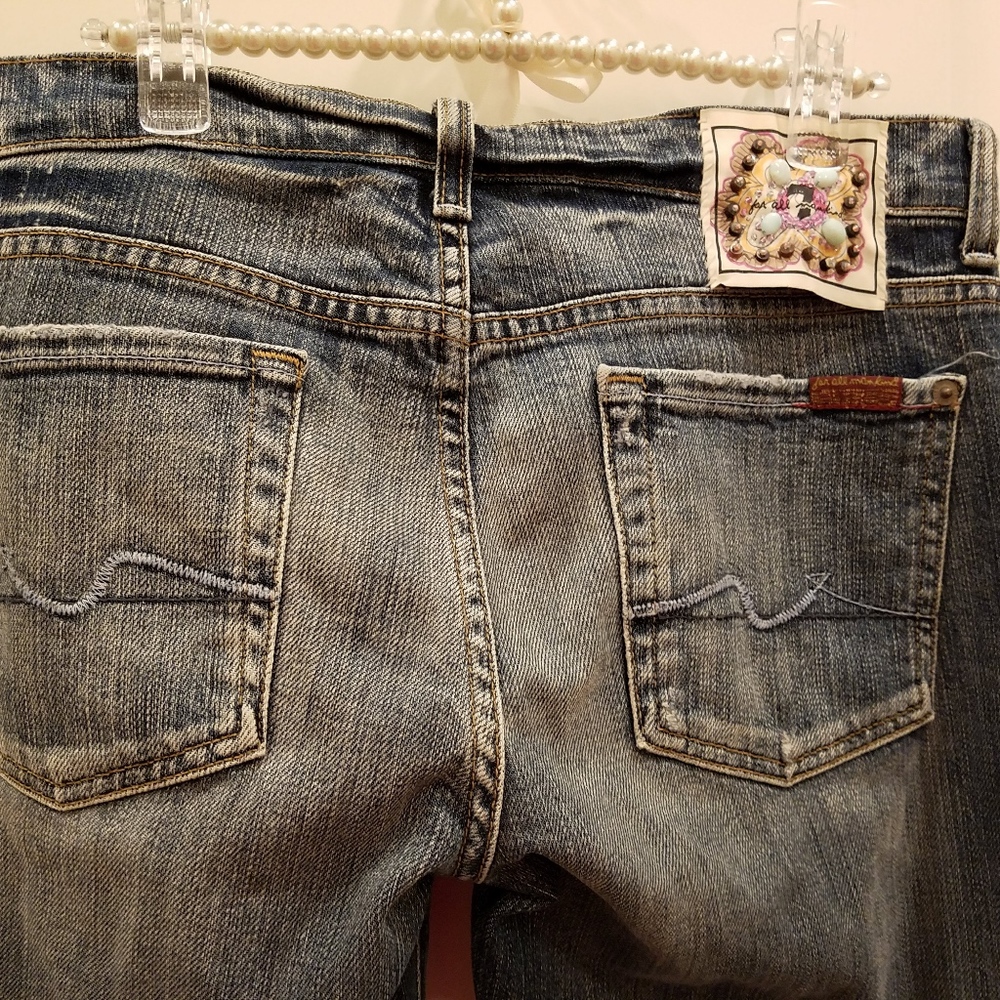 7 For All Mankind Blue Straight Leg Jeans